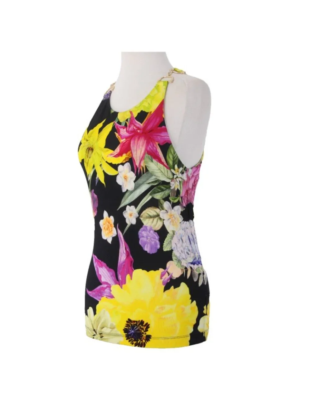 Camilla Top Sz S Black Yellow Multi Colored Floral Sleeveless Viscose Elastane - Picture 2 of 9